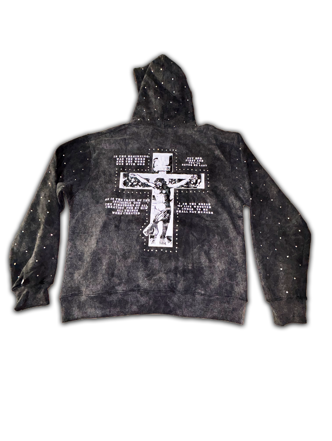 13.Black Rose Rhinestone Hoodie